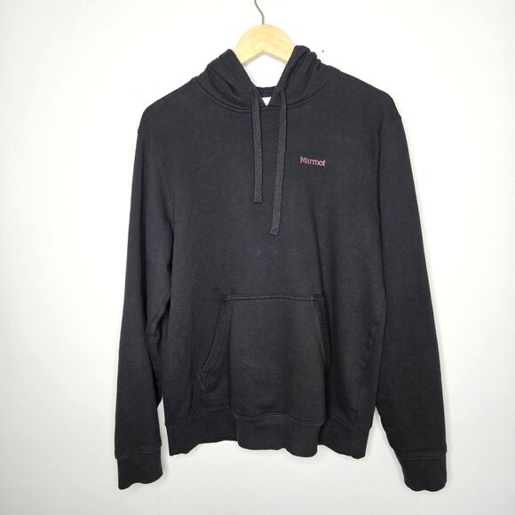 MARMOT Men's Mountain Hoody Sweatshirt Medium Logo Back Graphic Kangaroo Pocket - Picture 3 of 8